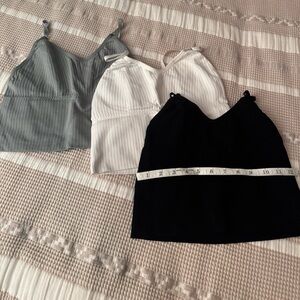 Set of Three Ribbed Camisoles - Gray, White, and Black